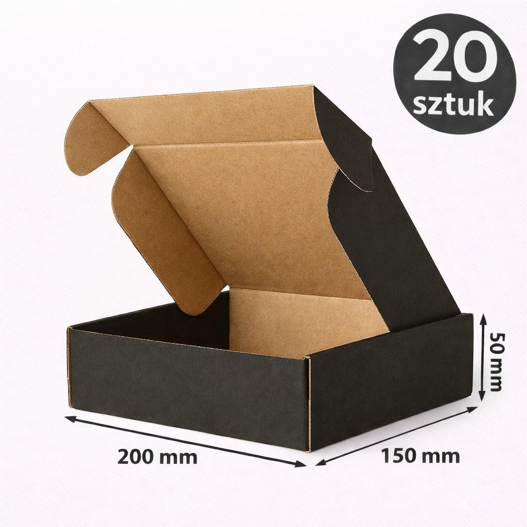 Czarny karton wykrojnikowy 200x150x50 mm – opakowanie premium 20 sztuk