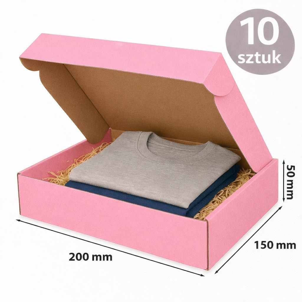 Pudełko ozdobne różowe 200x150x50 mm – elegancki karton 10 sztuk