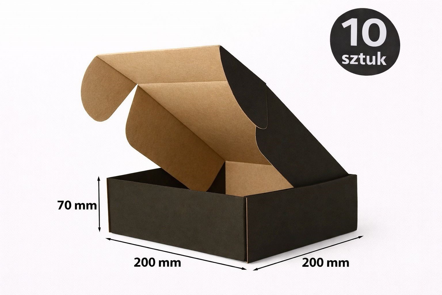 Karton wykrojnikowy czarny 200x200x70 mm – eleganckie pudełko 10 sztuk