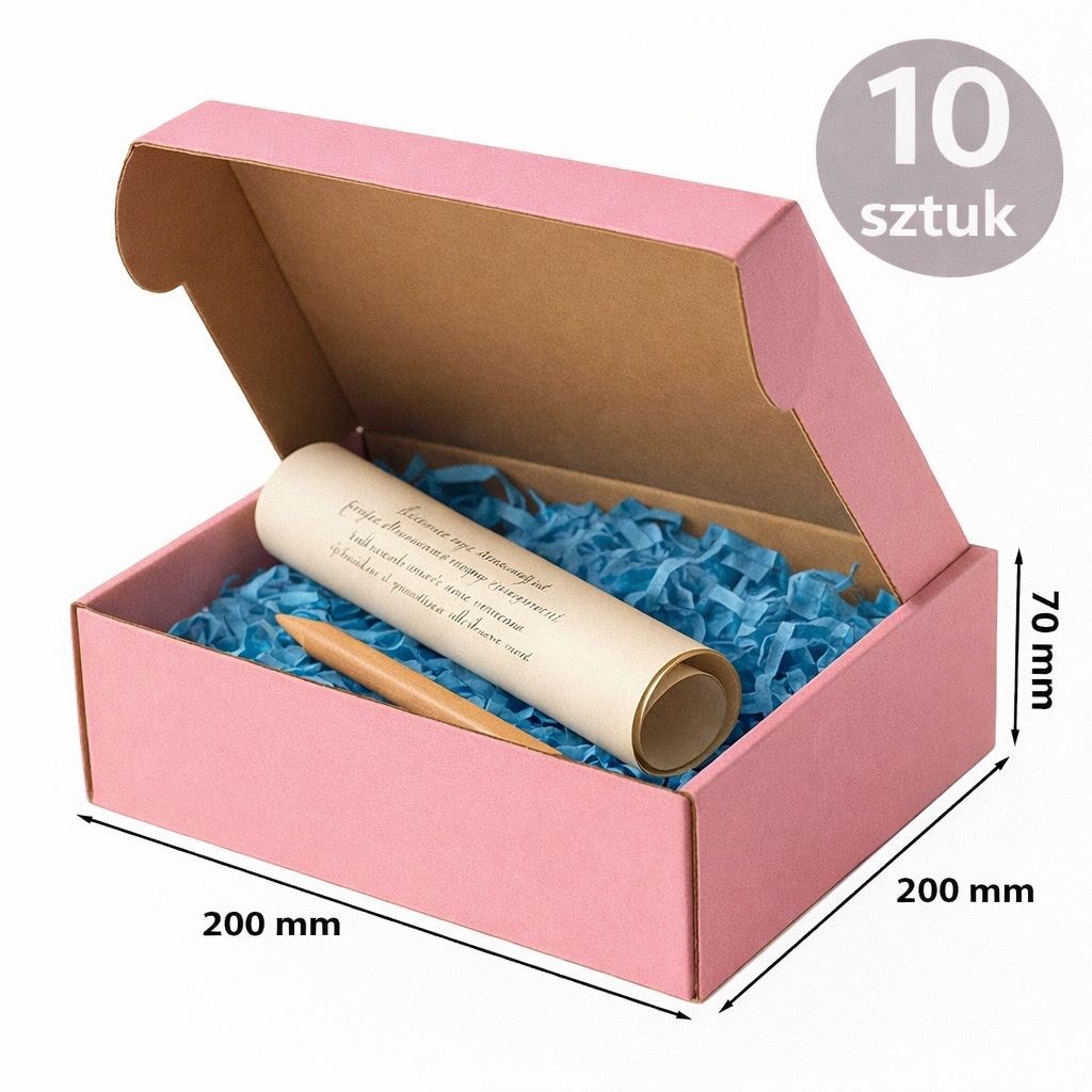 Karton Wykrojnikowy 200x200x70(zewn) Różowy 10 sztuk Pudełko Wysyłkowe
