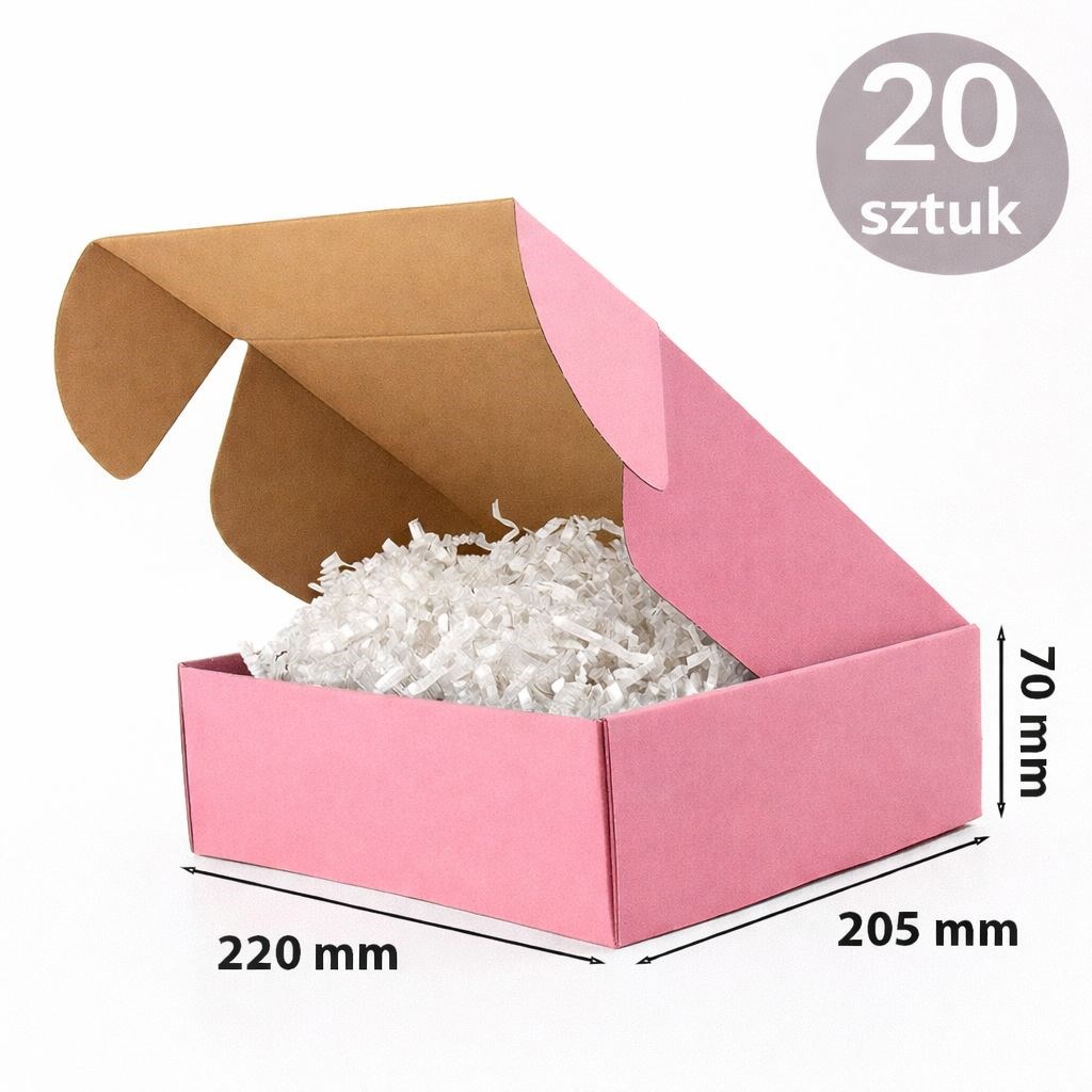 Karton Wykrojnikowy Różowy 220x205x70mm(zew)Pudełko ozdobne 20 sztuk