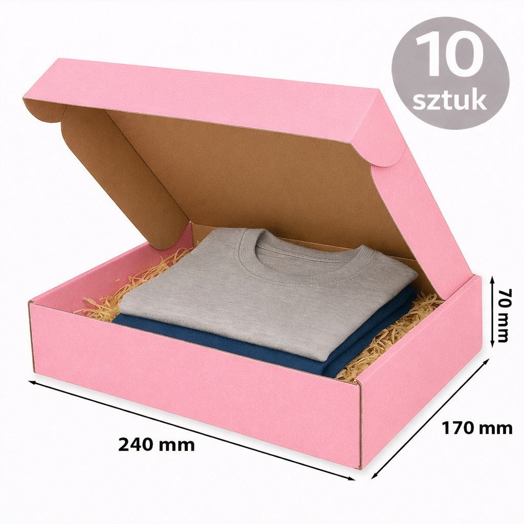 Karton fasonowy różowy 240x170x70 mm, pudełko tekturowe 10 szt.