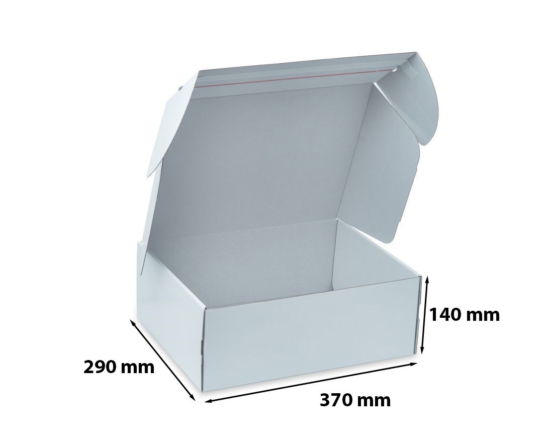 Białe pudełko fasonowe e-commerce 370x290x140 mm FEFCO 427 20 szt.