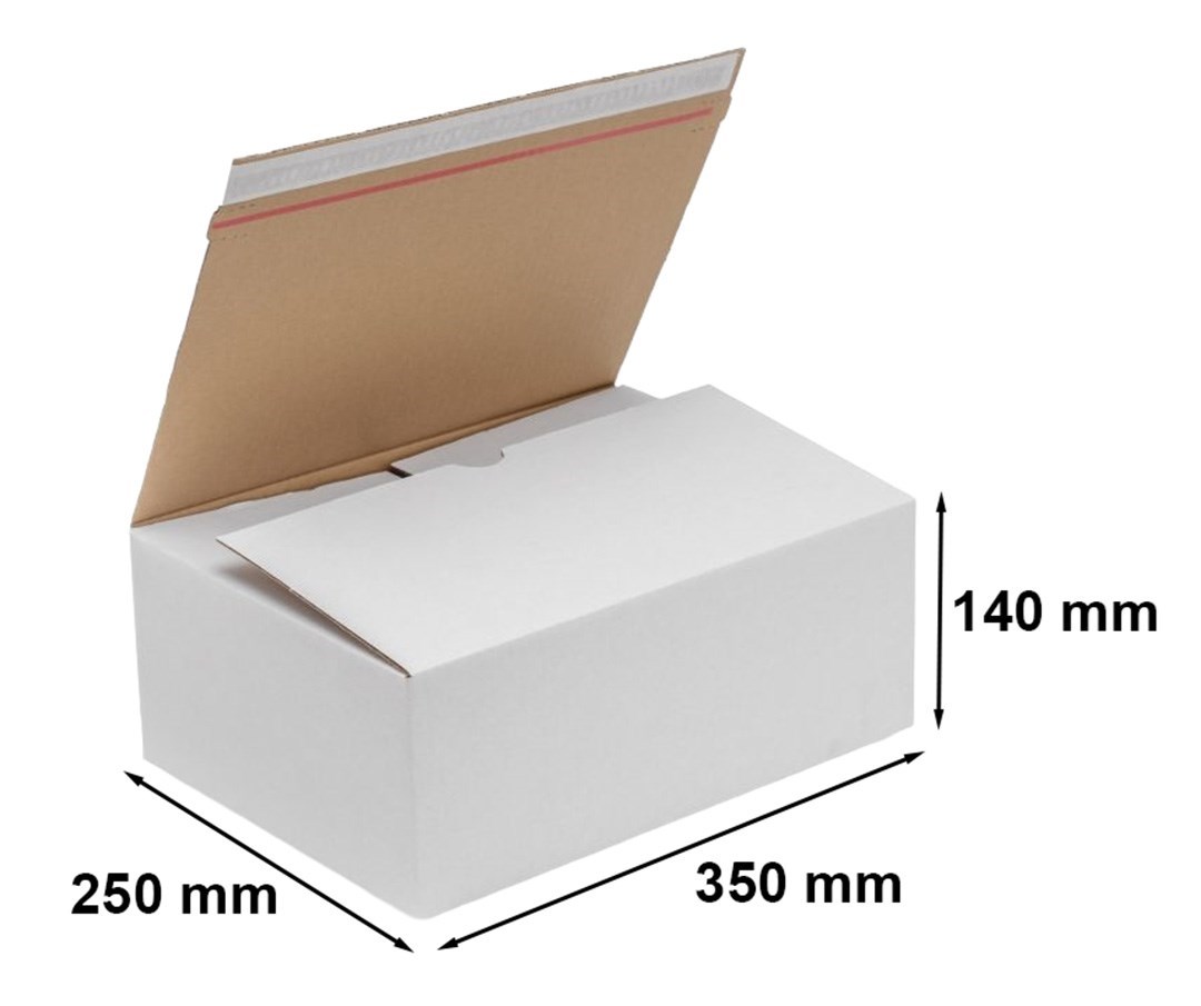 Karton wykrojnikowy, pudełko fasonowe 350x250x140 mm, biały, 10 szt.