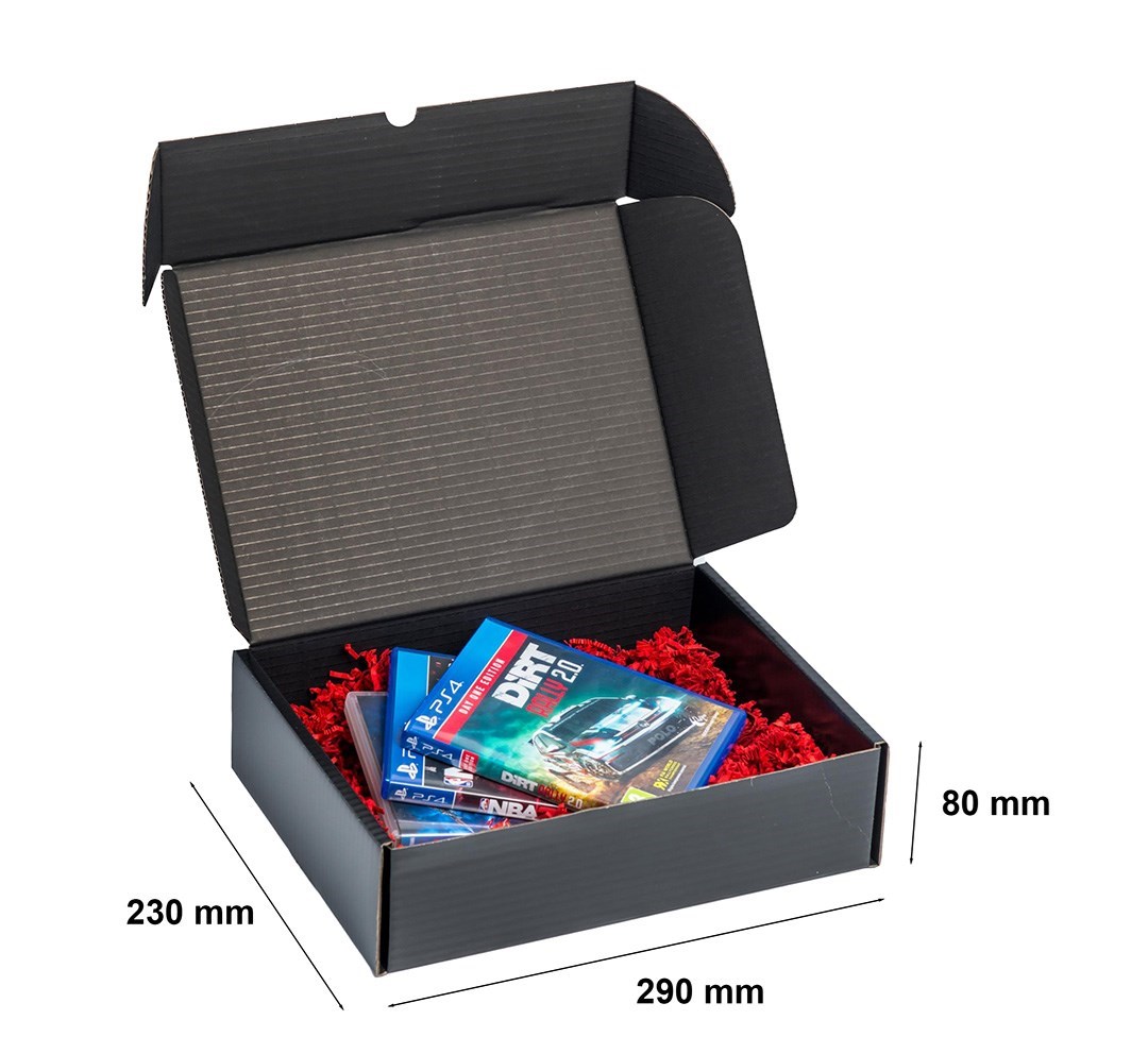 Kartonik czarny 290x230x80 F427 pudełko fasonowe ozdobne 10 sztuk