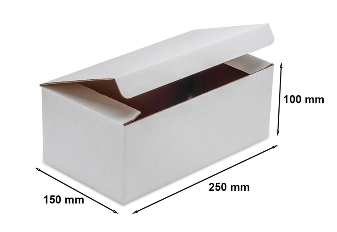 Karton wykrojnikowy pudełko fasonowe 250x150x100mm FEFCO 215 biały