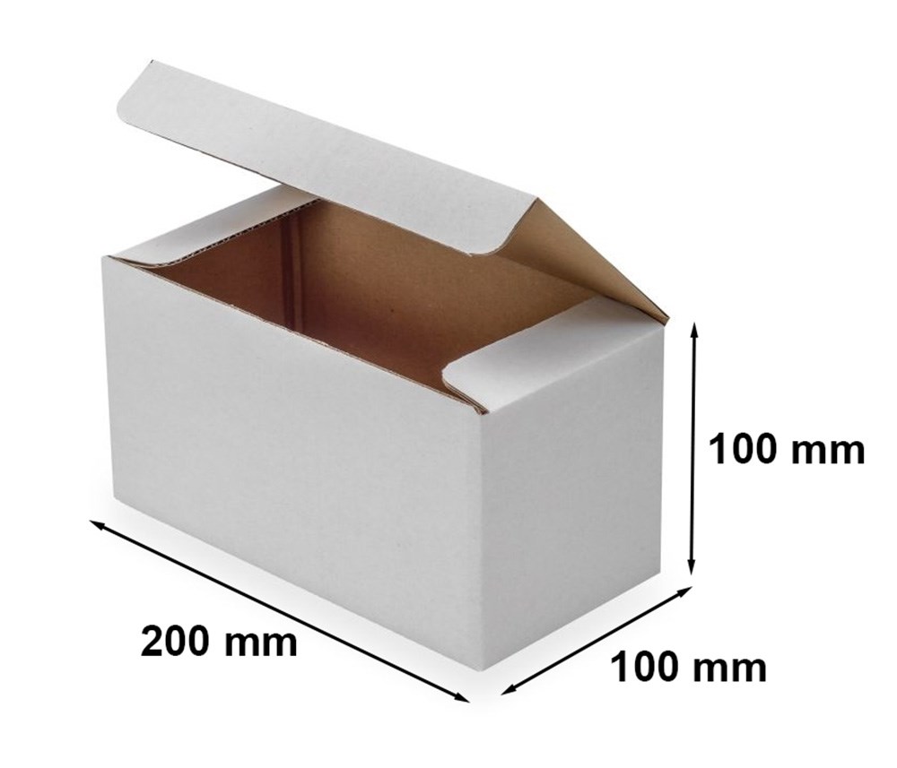 Karton wykrojnikowy biały FEFCO 215 pudełko fasonowe 200x100x100 mm