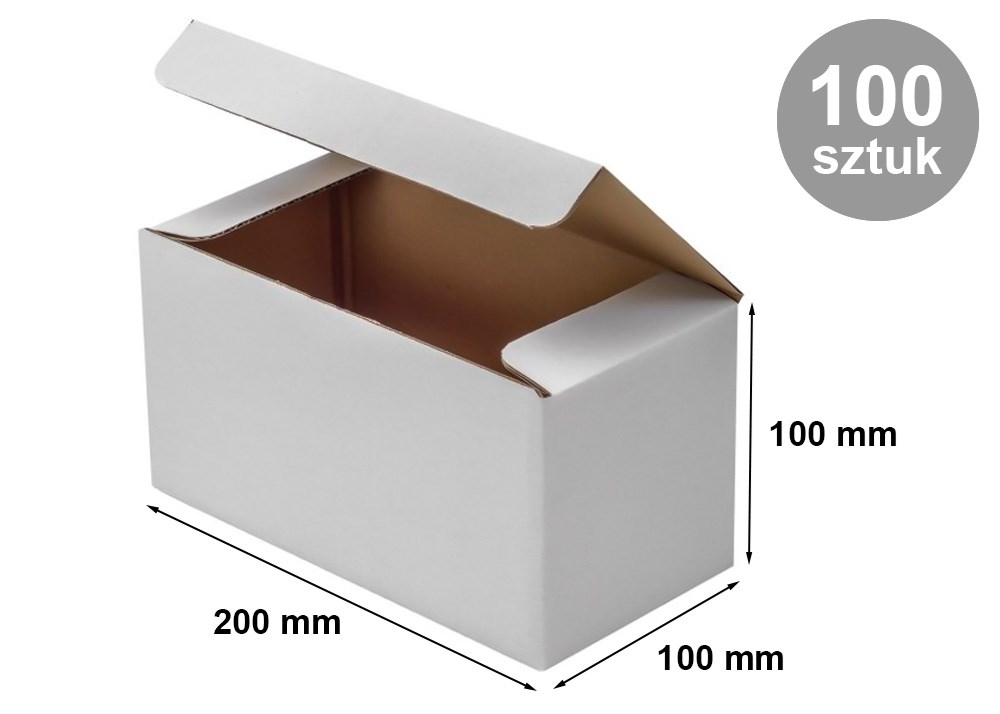 Karton wykrojnikowy biały pudełko fasonowe 200x100x100 mm 100 szt