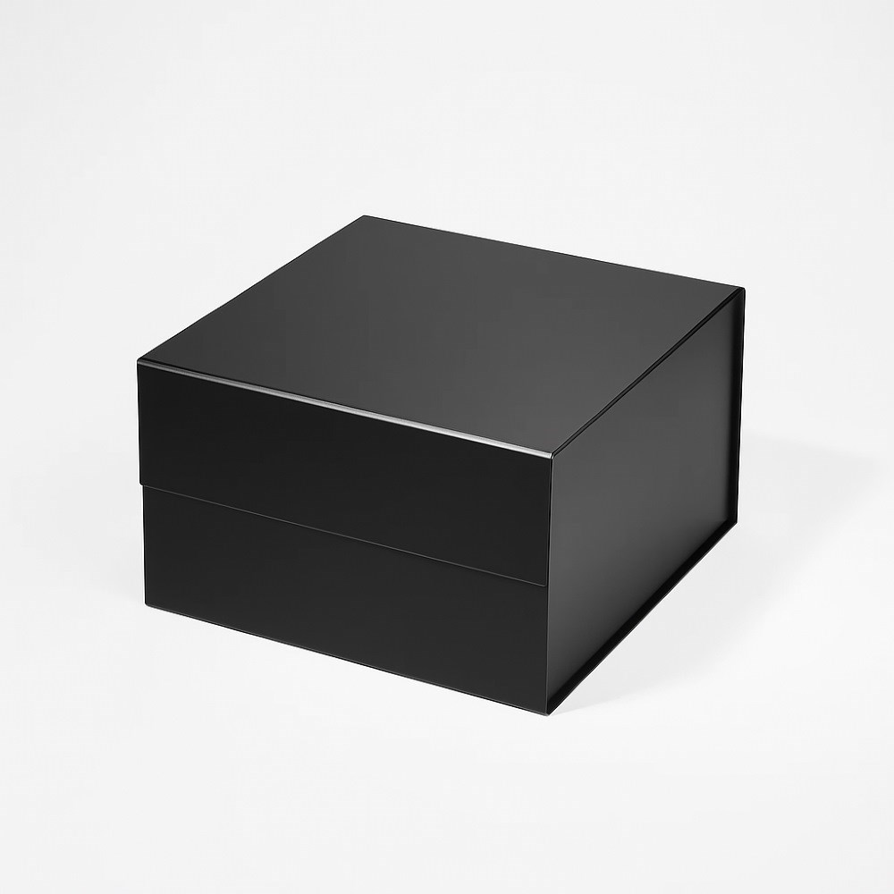 Czarne kwadratowe pudełko magnetyczne 280x280x129 mm prezentowe