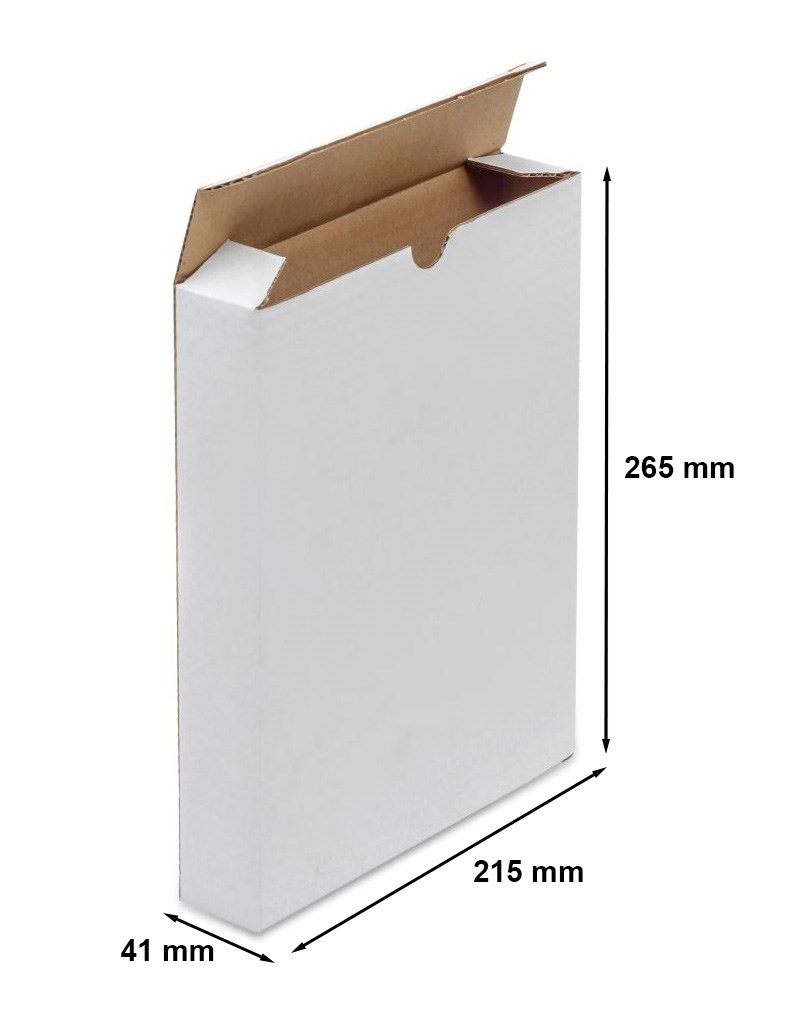 Karton wykrojnikowy F211 pudełko fasonowe płaskie 215x41x265 mm białe