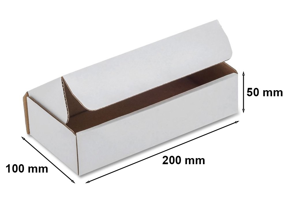 Karton wykrojnikowy pudełko fasonowe 200x100x50 mm FEFCO 426 biały