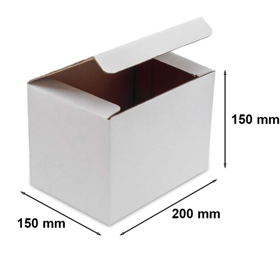 Biały karton wykrojnikowy pudełko fasonowe 200x150x150 mm FEFCO 215