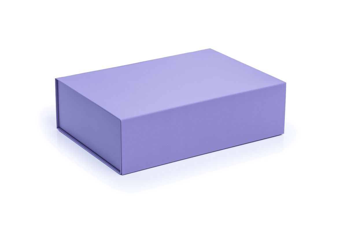Pudełko magnetyczne liliowe 350x250x100 mm eleganckie na prezent
