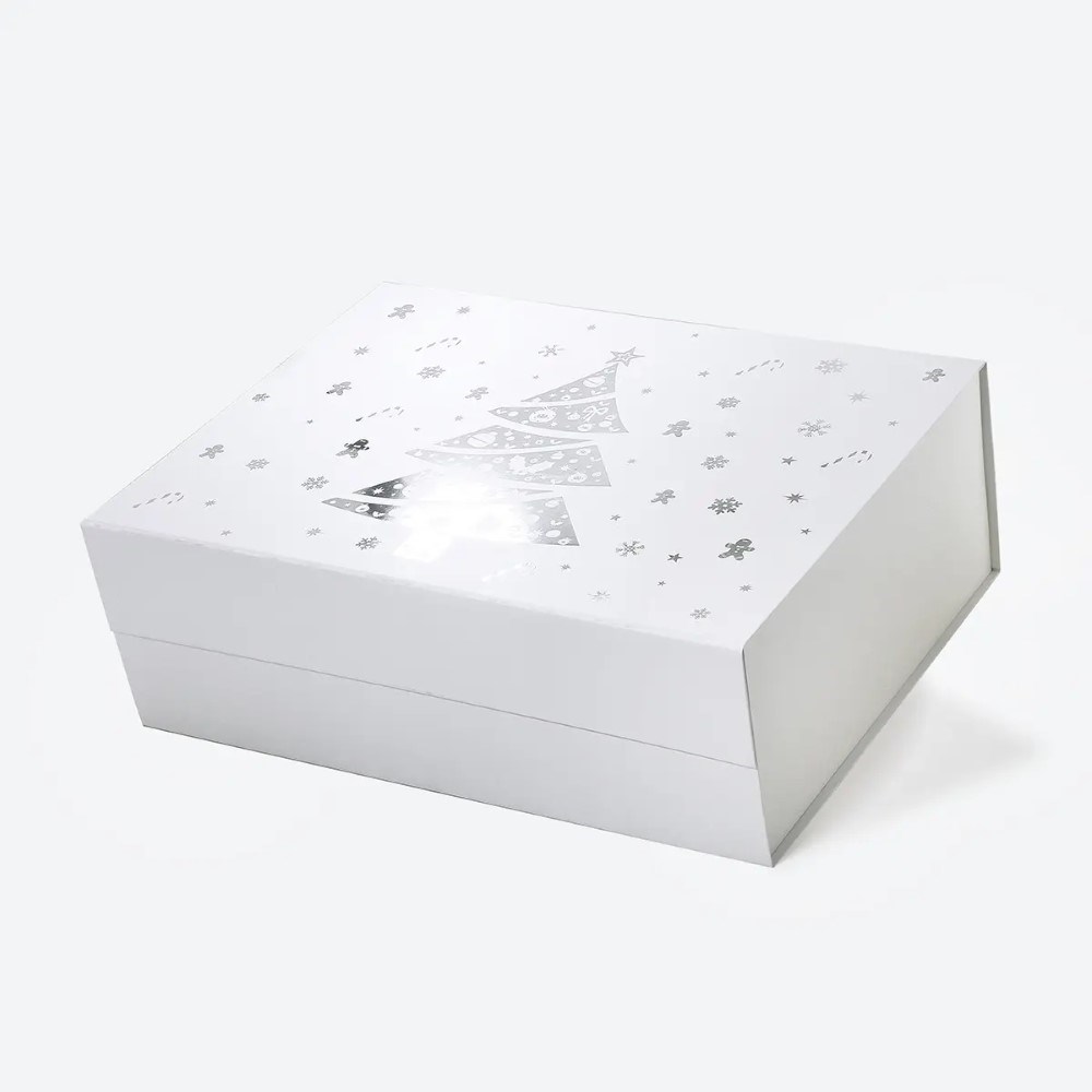 Świąteczne pudełko prezentowe magnetyczne białe XXL 600x440x200 mm