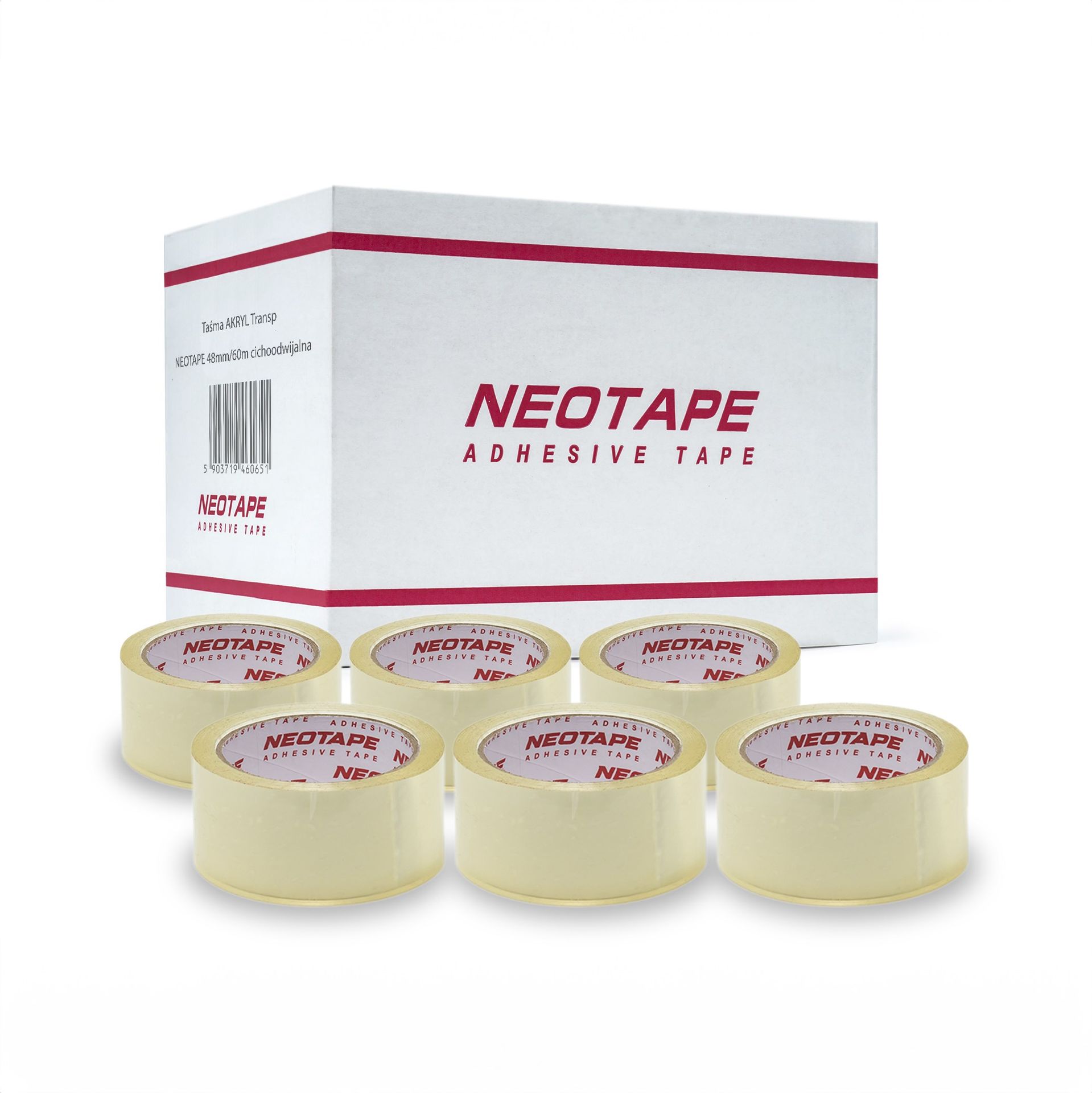 NEOTAPE Cicha transparentna taśma pakowa 48 mm x 60 m, karton 72 rolek