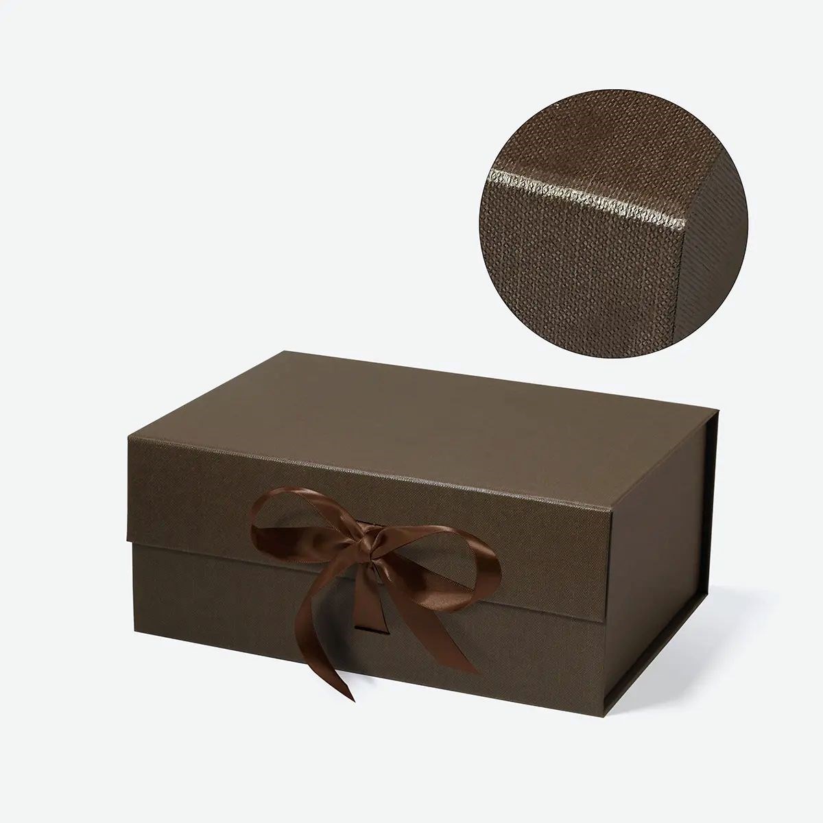 Pudełko Magnetyczne Brązowe z Wstążką 235x170x100mm(zew) Prezentowe