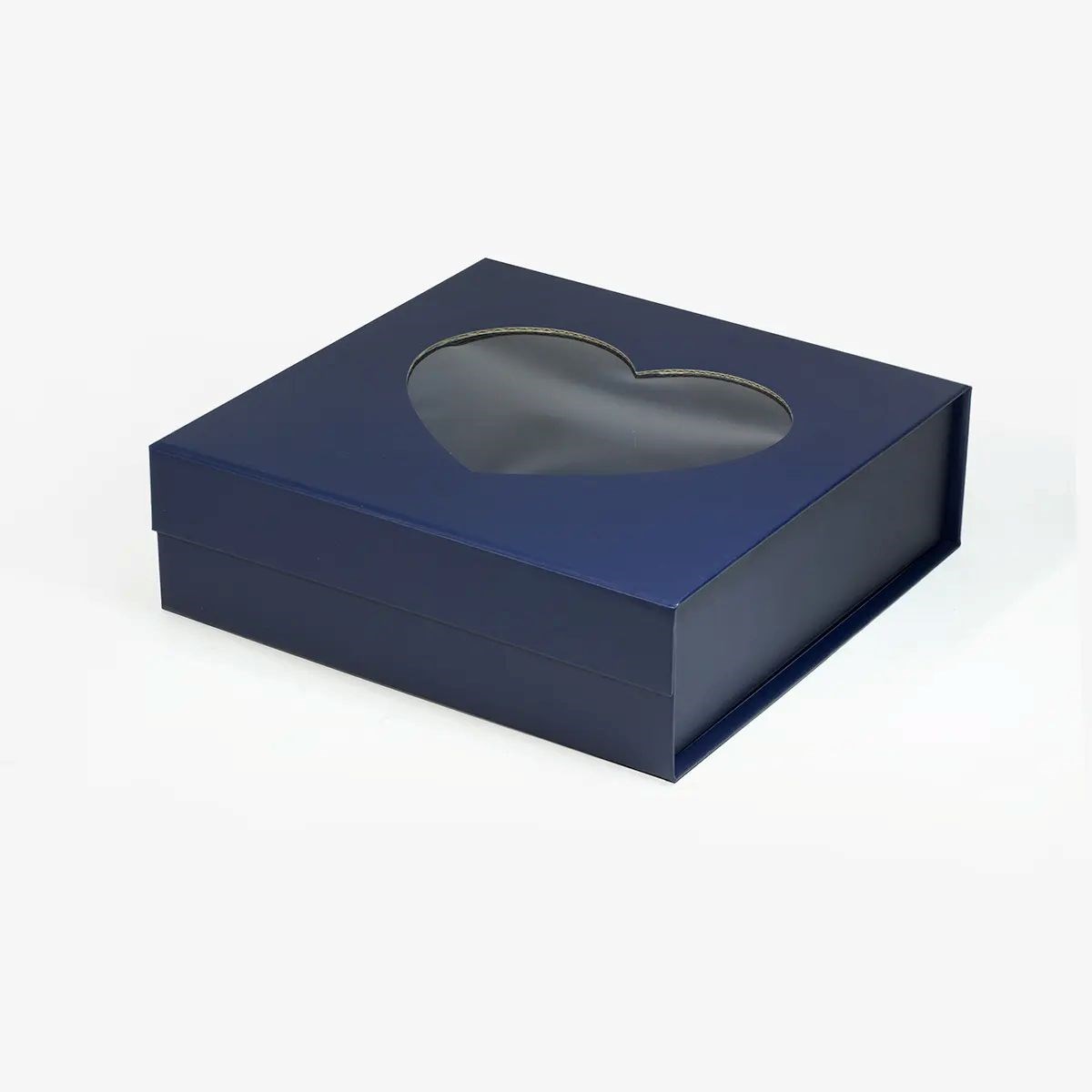 Pudełko Magnetyczne Granatowe Z Okienkiem Serduszko 235x235x80mm(zew)