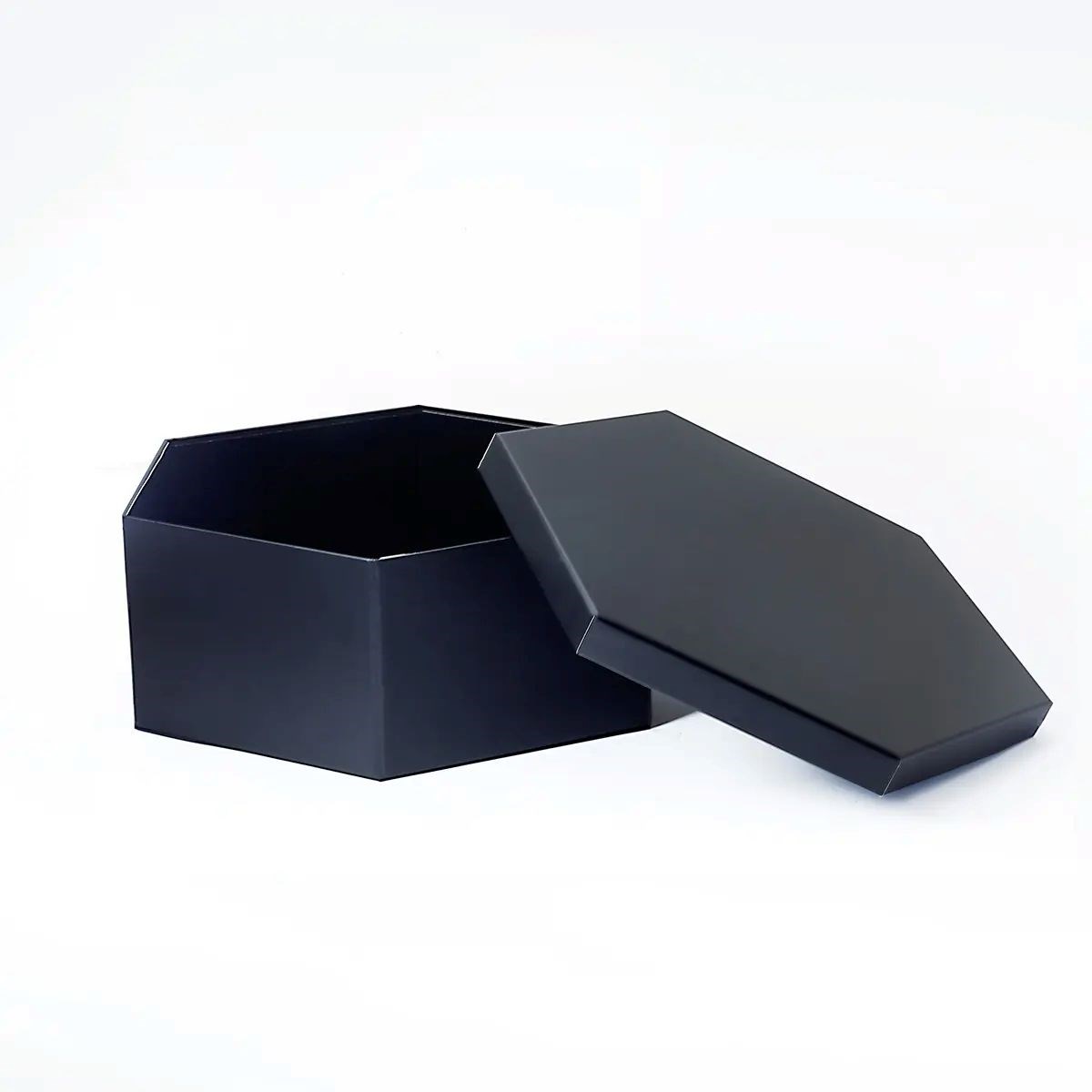 Pudełko ozdobne prezentowe sześciokątne czarne składane 280x240x100 mm