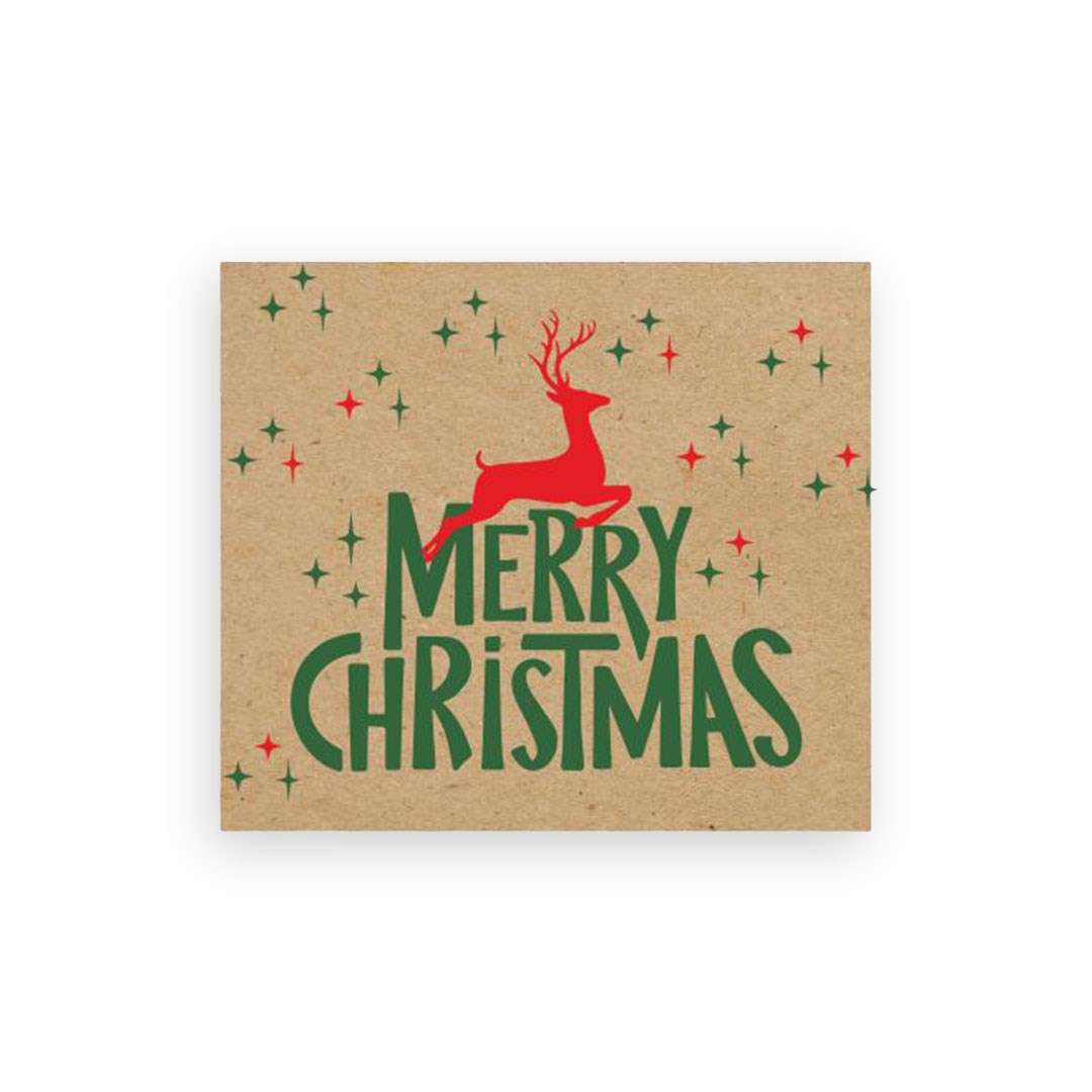 Naklejki kraft świąteczne Merry Christmas Jelonek 35x40 mm 200 szt.