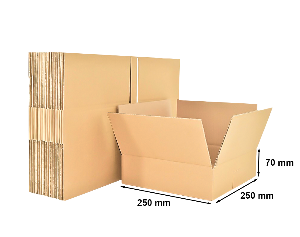 Kartony klapowe 250x250x70 mm, brązowe pudełka 3-warstwowe 10 szt.