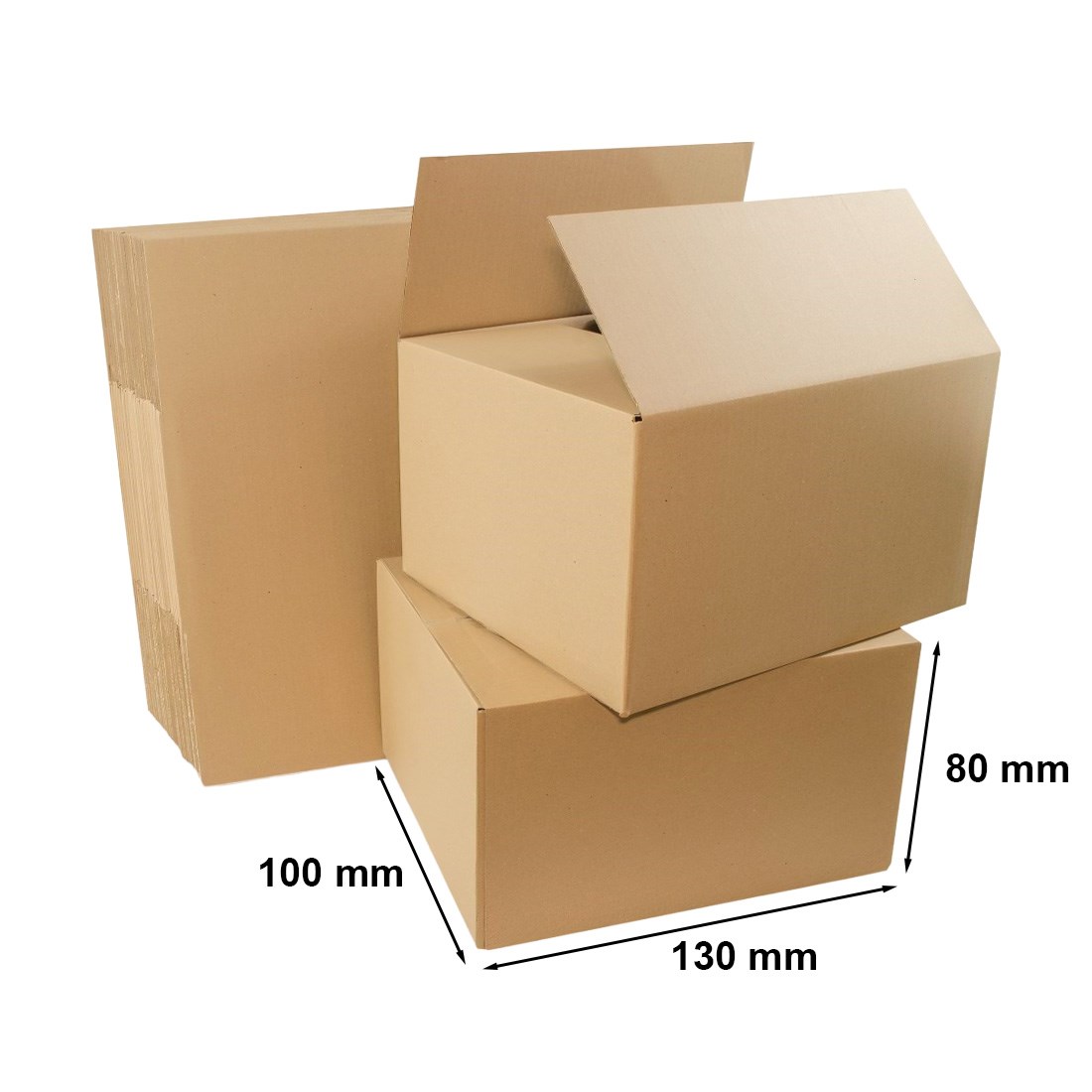 Małe kartony klapowe pudełka kartonowe 130x100x80 mm, 100 szt.