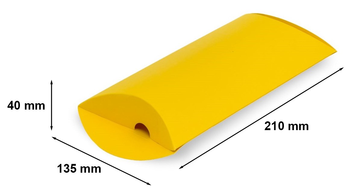 Kartonowe pudełko ozdobne poduszkowe na prezent 210x135x40 żółte M