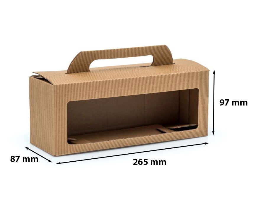 Karton na 3 słoiki 0,35 l z okienkiem 265x87x97mm karbowany brązowy