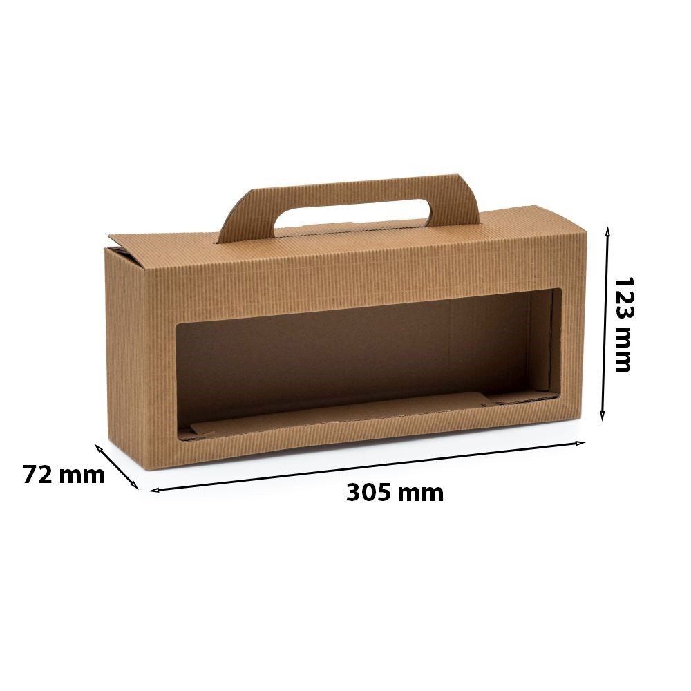 Pudełko na 4 słoiki miodu z okienkiem 0,35l 305x72x123mm karbowane