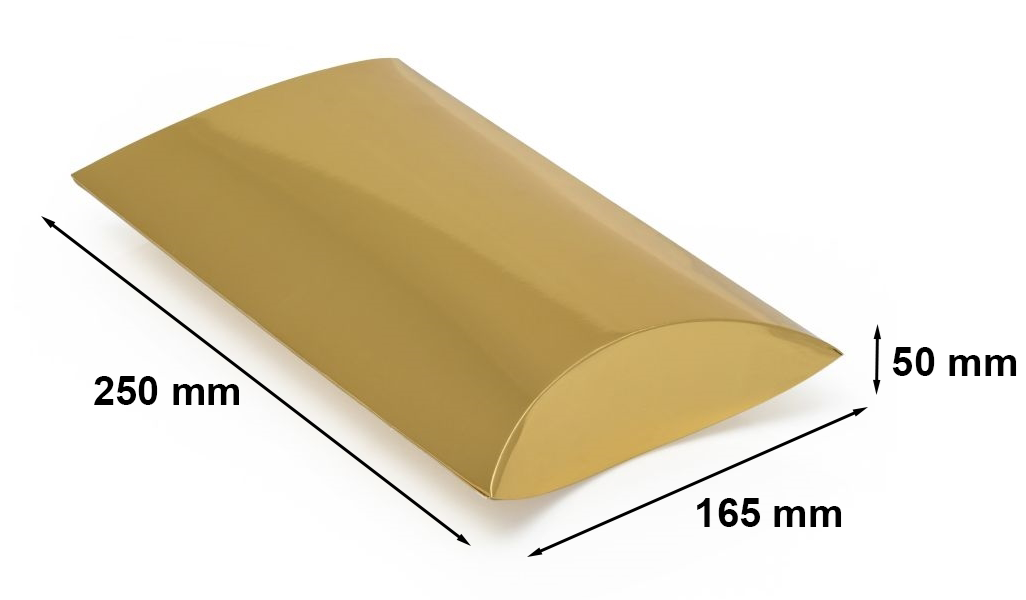Pudełko prezentowe poduszka laminowane złote 250x165x50 mm