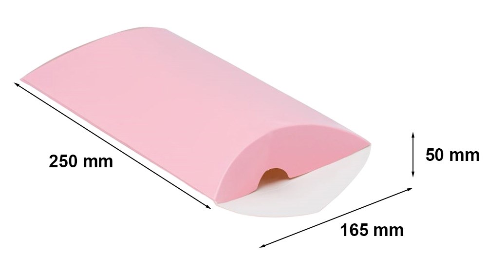 Pudełko prezentowe poduszka laminowane z połyskiem 250x165x50 różowe