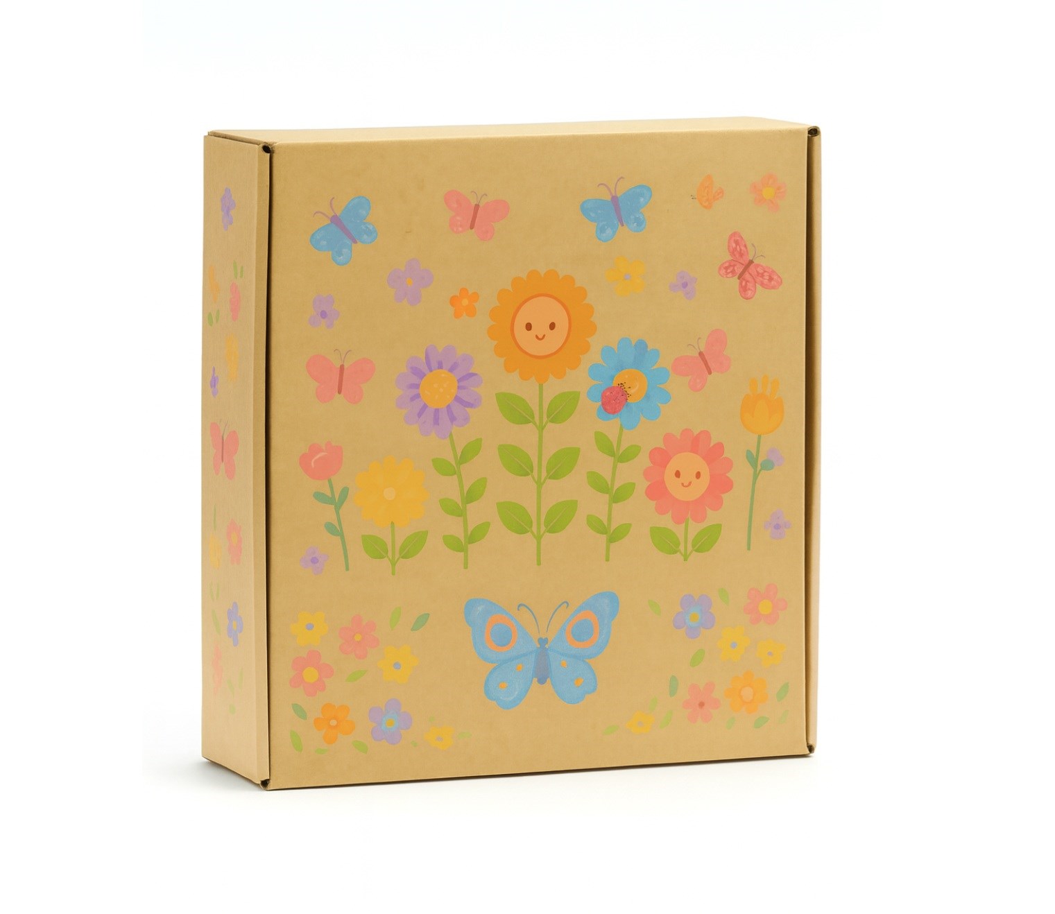 Pudełko prezentowe ozdobne Kwiaty + Motyle dla dziecka 350x250x140mm