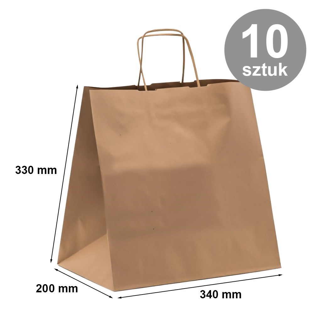 Pakiet - Pakiet - Torba 340x200x330 BRĄZOWA GŁADKA 10 szt 10 szt