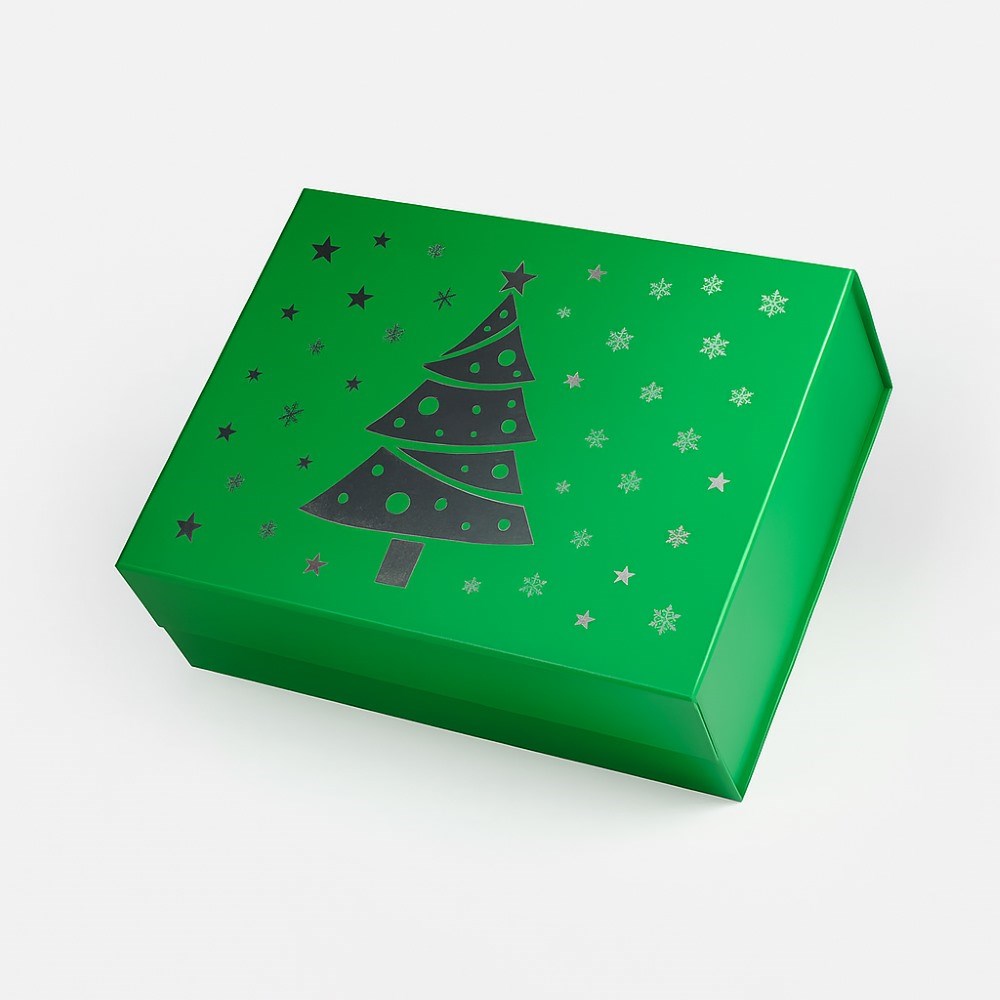 Pudełko Magnetyczne Świąteczne Zielone 330x255x115mm(zew)A4 Na Prezent