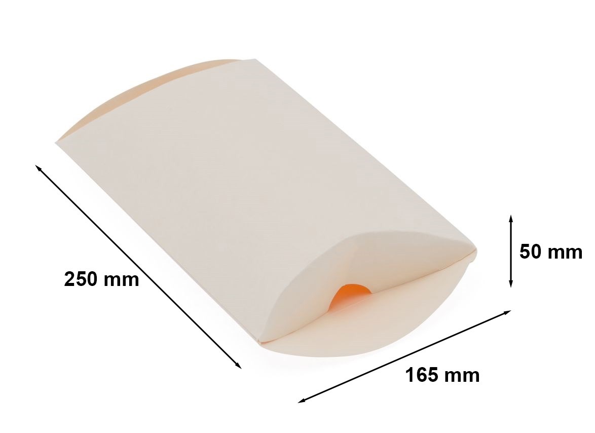 Pudełko ozdobne typu poduszka na prezent tekturowe 250x165x50 białe L