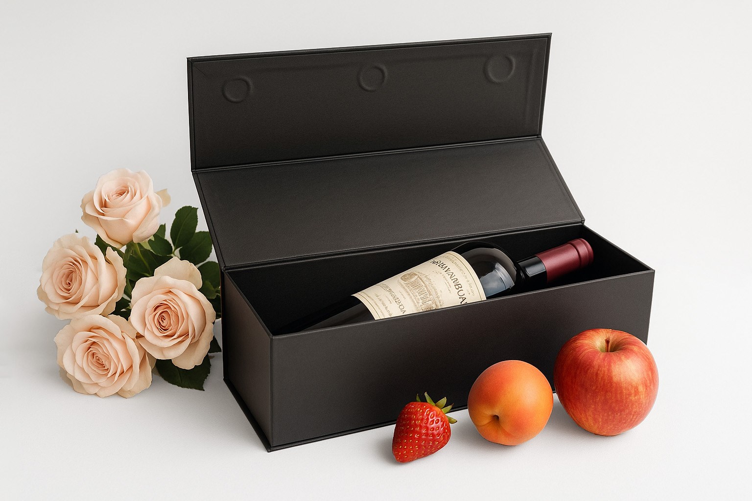 Pudełko prezentowe na 1 wino z magnesem czarne 100x100x350 mm EASY