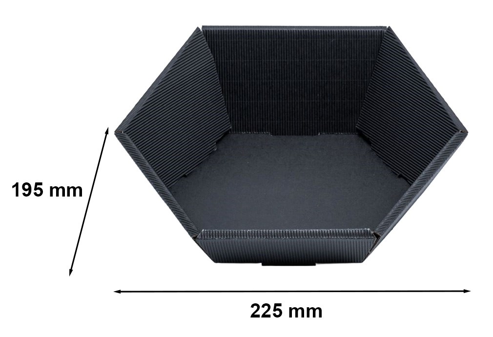 Kosz prezentowy karbowany czarny mały 195x225 mm, karton 450 g/m2