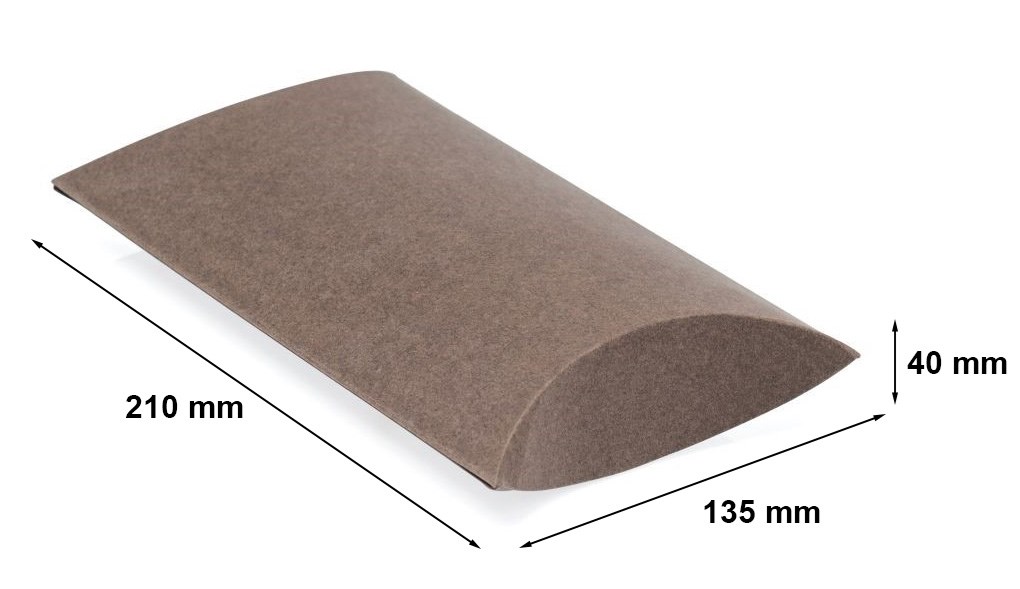 Pudełko ozdobne poduszkowe tekturowe na prezent 210x135x40 brązowe M