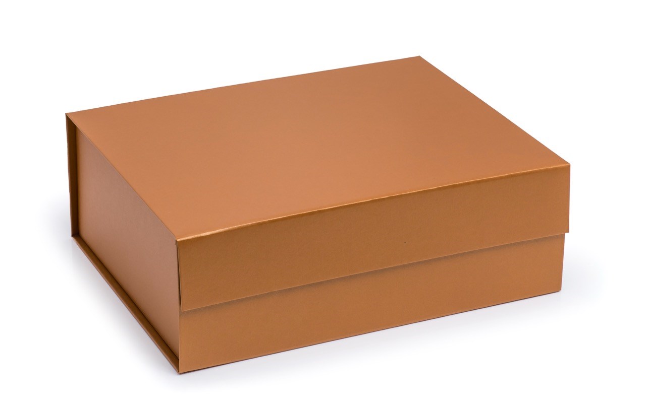 Eleganckie pudełko magnetyczne A4 miedziane 330x255x115 mm na prezent
