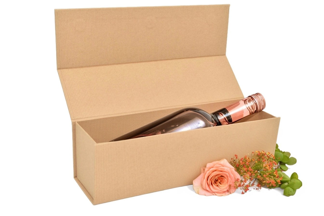 Karton magnetyczny na 1 wino kraft - pudełko 100x100x350 mm EASY