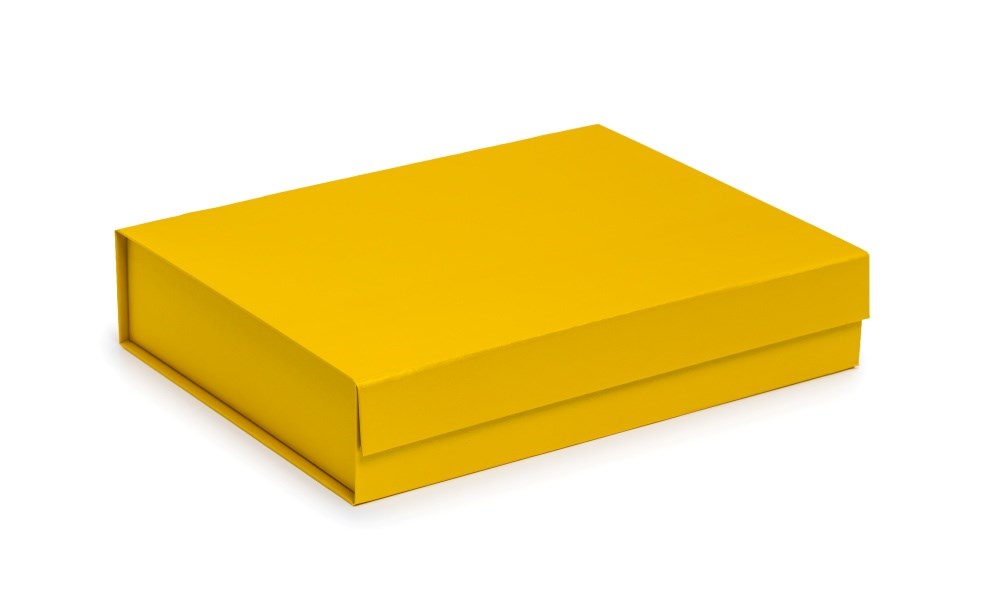 Pudełko Magnetyczne Perłowe Żółte 330x255x70mm (zew) A4 Na Prezent