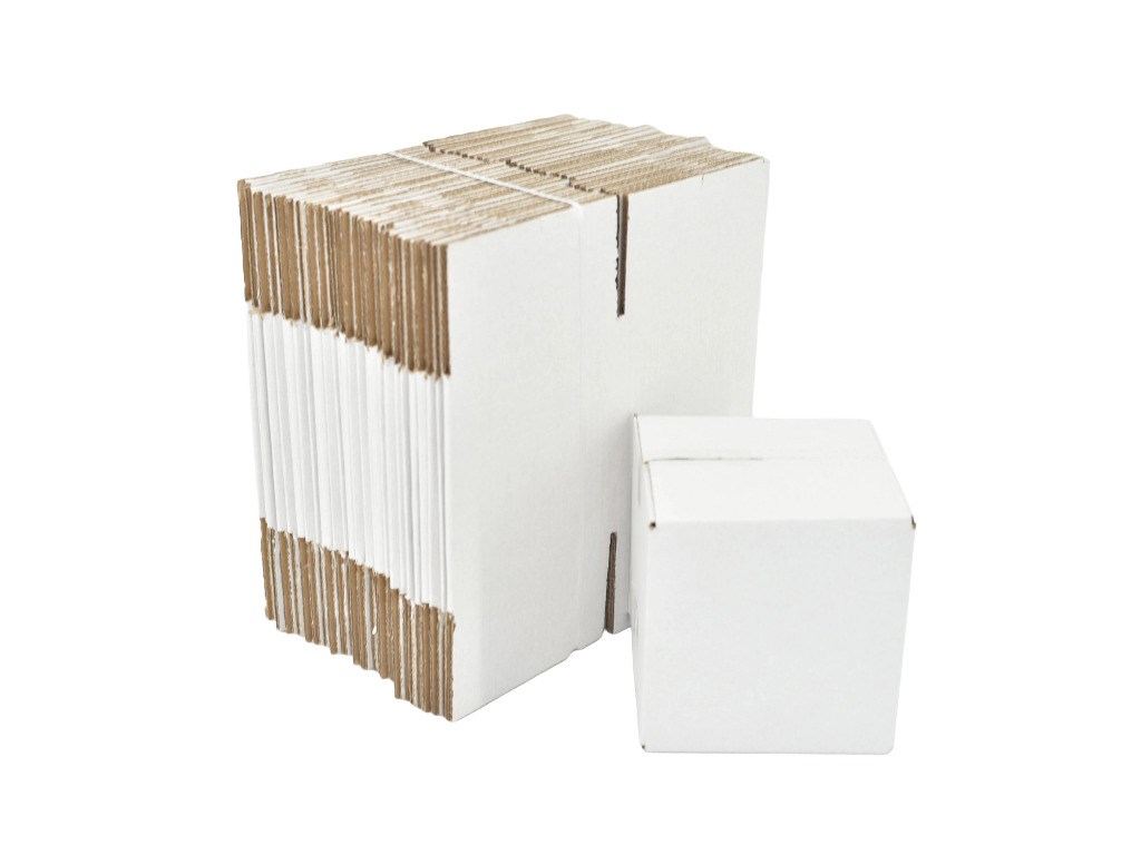 Kartony klapowe białe 150x150x150 mm, pudełka 3-warstwowe, 100 szt.