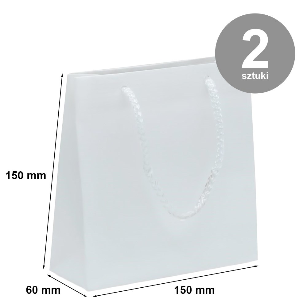 Torba papierowa matowa ozdobna 150x60x150 Biała Prążek - Pakiet 2 szt