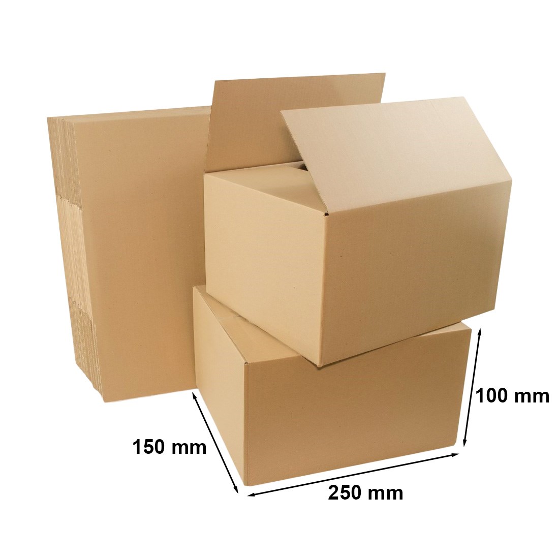 Kartony klapowe 250x150x100 mm, pudełka brązowe 3-warstwowe 100 szt.