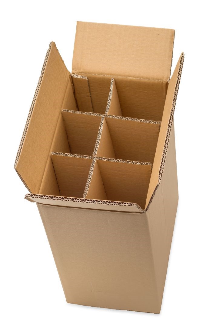 Kartony klapowe z kratownicami na 6 butelek 255x170x350 mm, 10 szt.