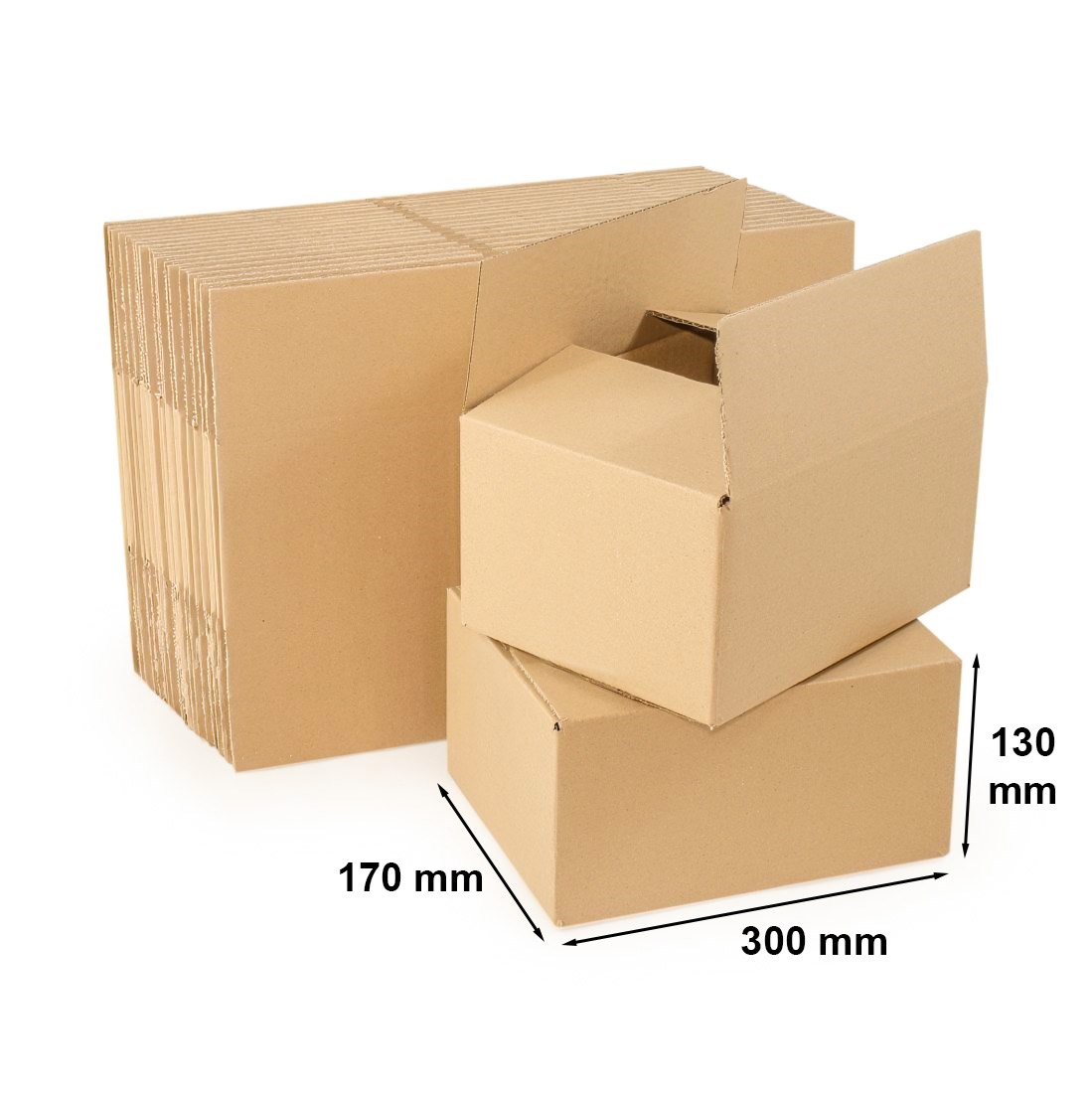 Kartony klapowe 300x170x130 mm pudełka brązowe 100 szt