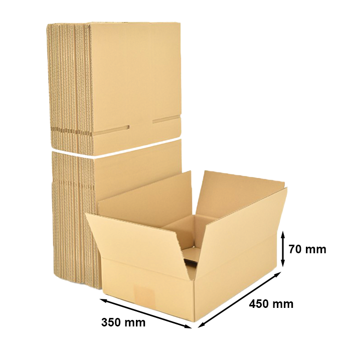 Kartony klapowe pudełka 3-warstwowe 450x350x70 mm brązowe 100 szt