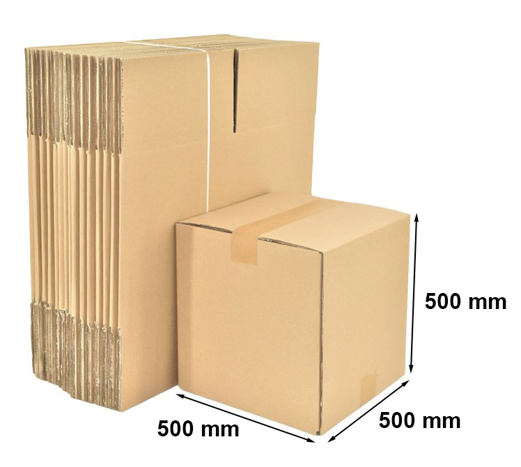 Kartony klapowe 500x500x500 mm, pudła 5-warstwowe BC580 brązowe 10 szt