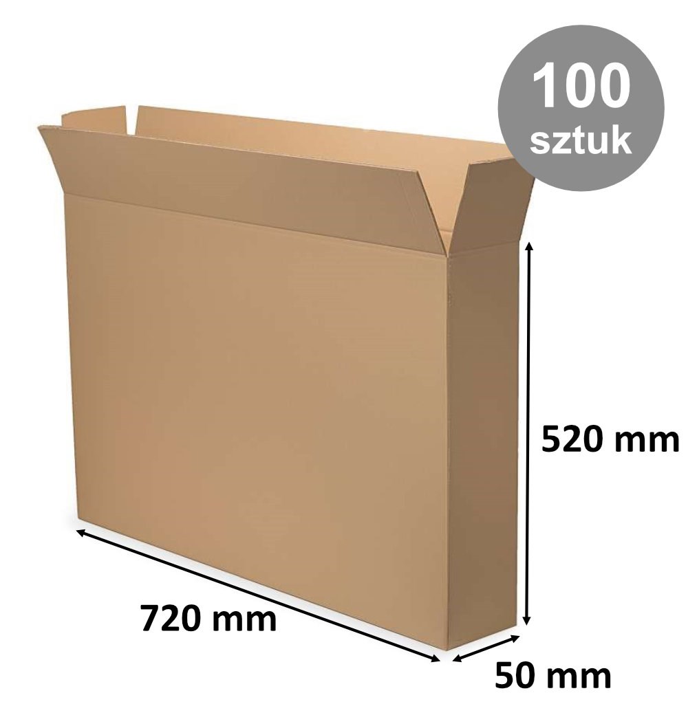 Brązowe kartony klapowe, pudełka kartonowe 720x50x520 mm, 100 szt.