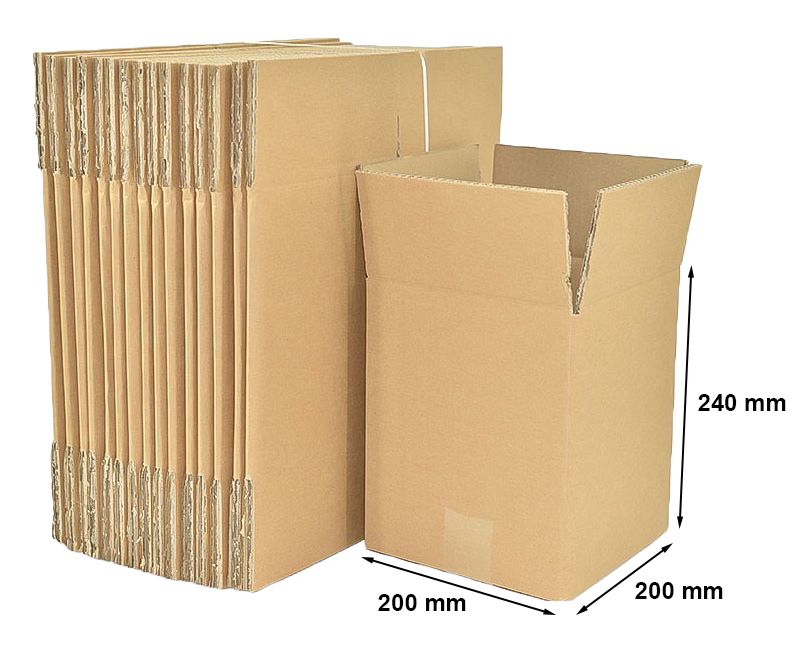 Kartony klapowe, pudełka kartonowe 200x200x240 BC580 brązowe, 50 szt.