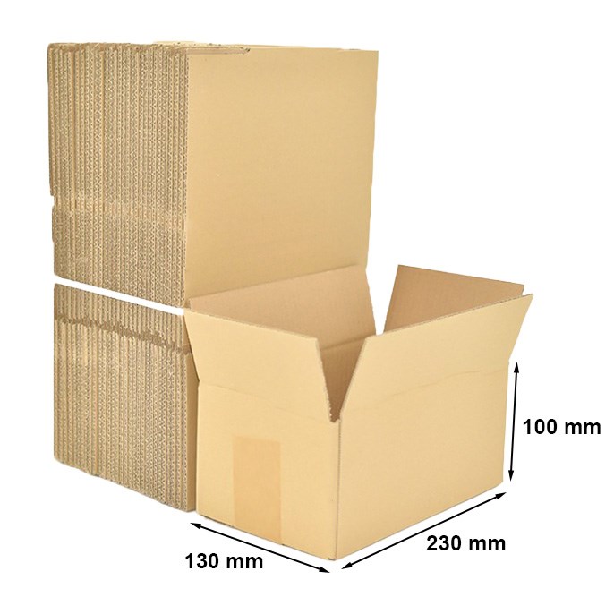 Kartony klapowe, pudełka kartonowe 230x130x100 mm, 50 sztuk